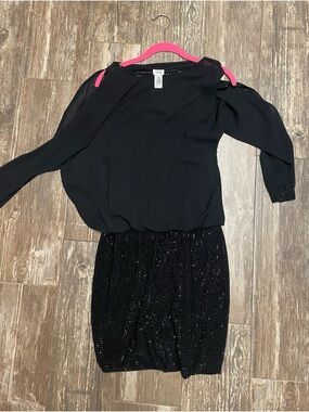 Cache Black Sequin Trim Dress